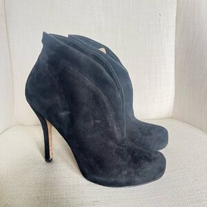 Barneys black leather suede heels 38 7.5